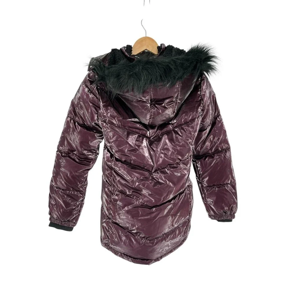 Justice Puffer Coat Girl's Size Small 7 8 Shiny Purple Burgundy Winter NEW NWT